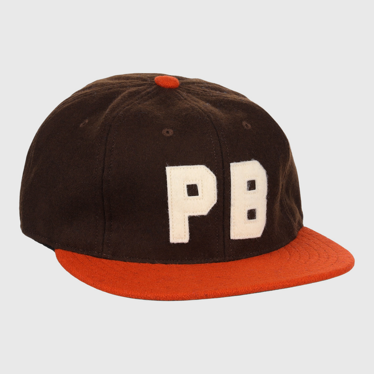 The Pine Bluff Judges 1953 Vintage Ballcap by EFF features a red brim, red top button, and bold white PB stitching—faithfully recreating the classic Cotton States League design.