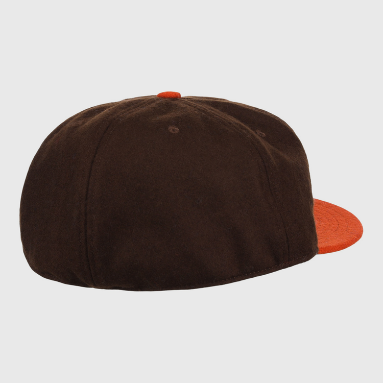 The EFF Pine Bluff Judges 1953 Vintage Ballcap features a brown body with an orange brim and top button, shown from the back side against a white background.