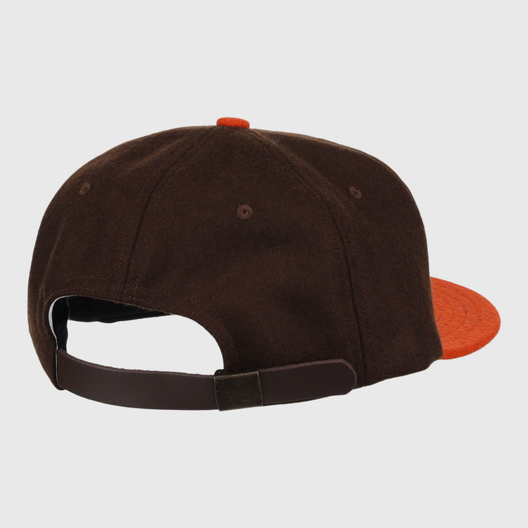 The EFF Pine Bluff Judges 1953 Vintage Ballcap, shown in brown and orange with an adjustable metal-strap back, is styled after the original Cotton States League teams hat.