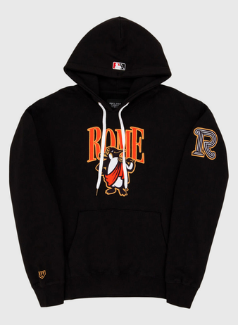 The Ebbets Field Rome Emperors MiLB Cotton Hooded Sweatshirt features 
