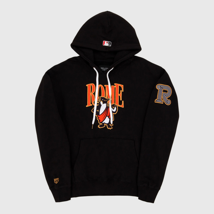 The Ebbets Field Rome Emperors MiLB Cotton Hooded Sweatshirt features 