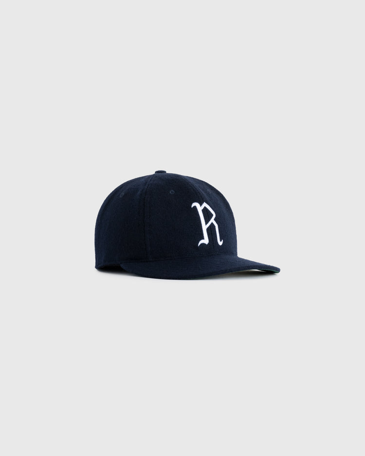 The EFF Richmond Virginians 1961 Authentic Wool Ballcap features navy blue wool and a white embroidered R on the front, displayed on a plain light gray background.