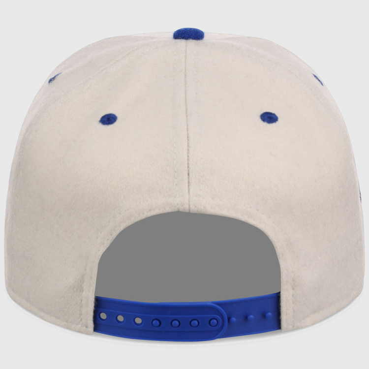 The St. Louis Stars NLB Ballpark A-Frame Ballcap by Ebbets Field is a white baseball cap seen from the back, with blue ventilation eyelets and a blue adjustable snapback strap.