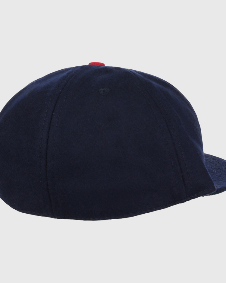 The EFF Tulsa Oilers 1969 Vintage Ballcap is a dark blue cap with a curved brim, panel stitching, rounded crown, small red top button, and features classic retro style details seen from the back and side.