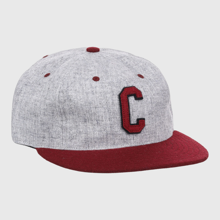 The EFF University of South Carolina 1949 Vintage Ballcap features a gray crown, maroon brim, button, and eyelets, plus a bold maroon C with black outline on the front.