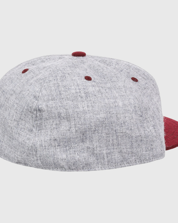 The EFF University of South Carolina 1949 Vintage Ballcap features a grey back view with a maroon button, maroon eyelets, and a partially visible maroon brim, echoing the classic collegiate style.
