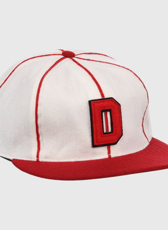 The EFF Washington Elite Giants 1936 Vintage Ballcap features red piping, a red brim, and a bold red D outlined in black—honoring the original Negro National League design.