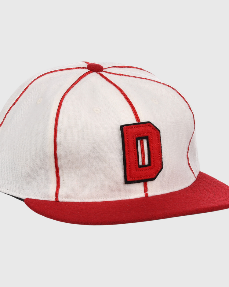 The EFF Washington Elite Giants 1936 Vintage Ballcap features red piping, a red brim, and a bold red D outlined in black—honoring the original Negro National League design.