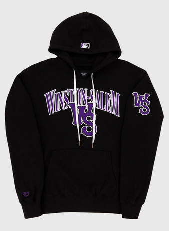 The Ebbets Field Winston-Salem Dash MiLB Cotton Hooded Sweatshirt is black, with 