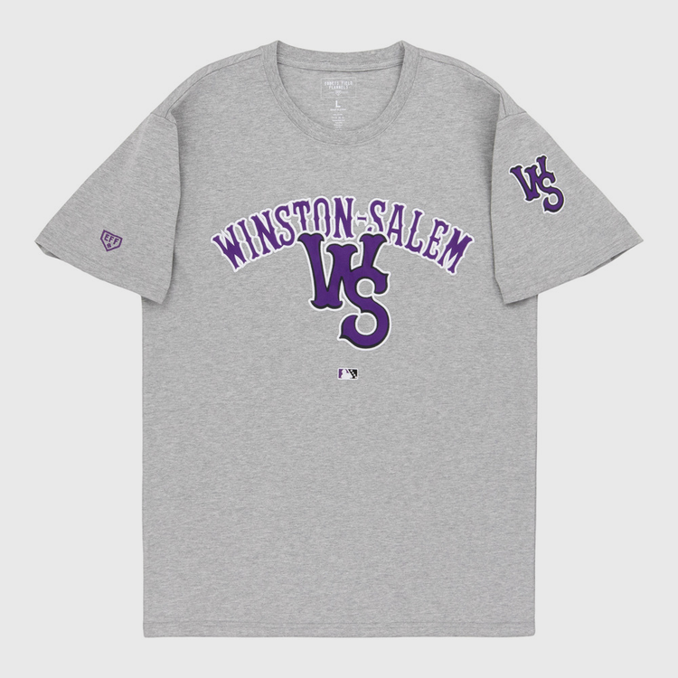 The Ebbets Field Winston-Salem Dash MiLB Fashion Cotton Short Sleeve Tee is gray, with 
