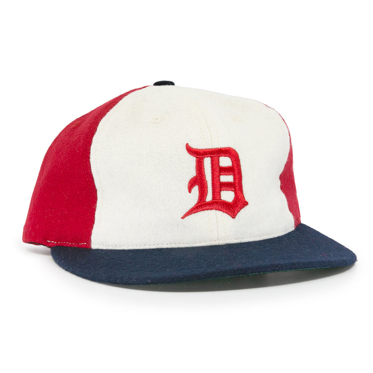 The EFF Denver Bears 1983 Vintage Ballcap features a wool design with a white front panel, red sides, and dark blue brim, plus a vintage-style red embroidered D inspired by the classic Denver Bears cap.