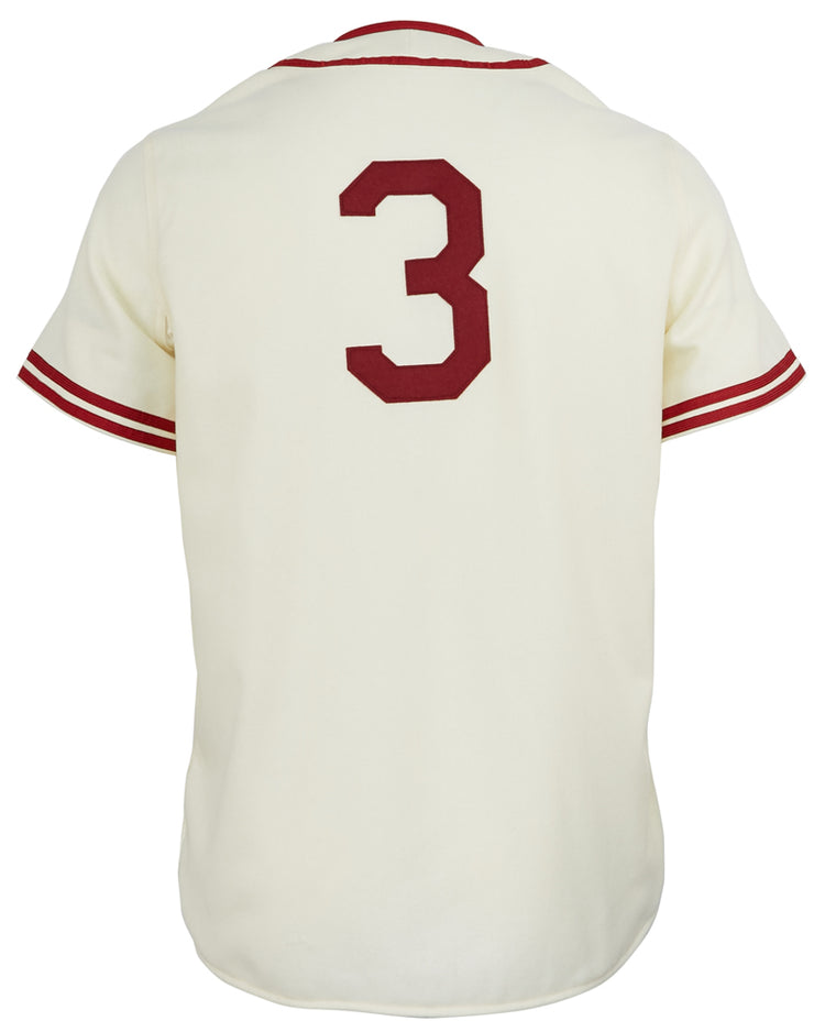 The EFF Pittsburgh Crawfords 1944 Home Jersey is a vintage-style white jersey with short sleeves, maroon trim, and the number 3 in maroon on the back, inspired by the classic Negro National League design.