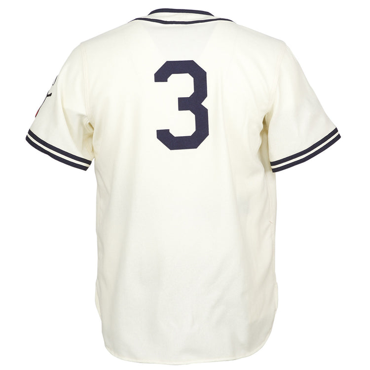 The EFF Sacramento Solons 1940 Home Jersey is an authentic white reproduction, with black stripes on the collar and sleeve cuffs and a bold black number 3 on the back, inspired by Pacific Coast League history.