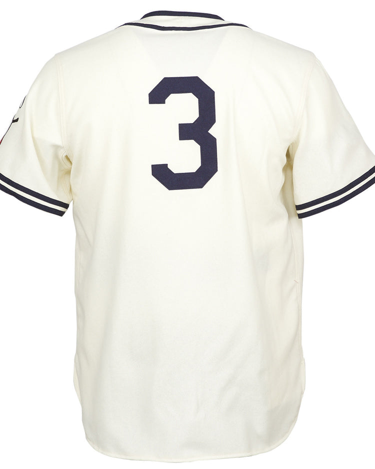The EFF Sacramento Solons 1940 Home Jersey is an authentic white reproduction, with black stripes on the collar and sleeve cuffs and a bold black number 3 on the back, inspired by Pacific Coast League history.