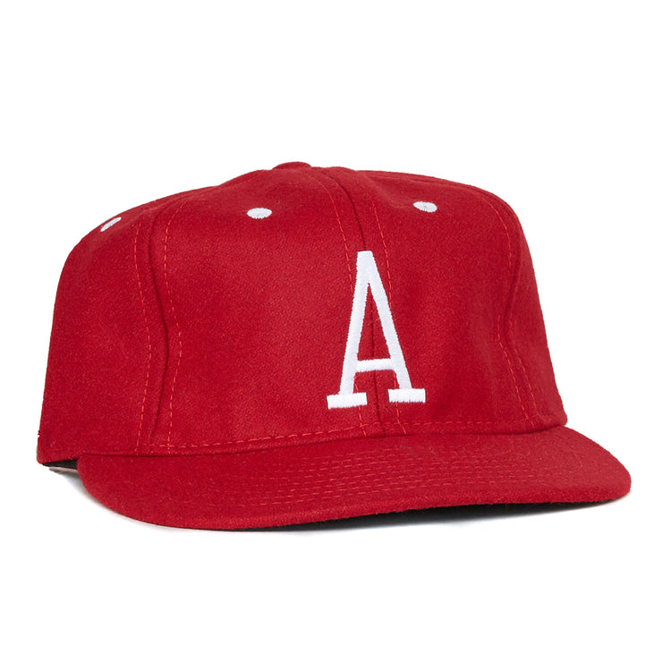 The EFF University of Arkansas 1968 Vintage Ballcap is a red flat-brim cap with a white embroidered A—an iconic choice for Razorbacks fans.