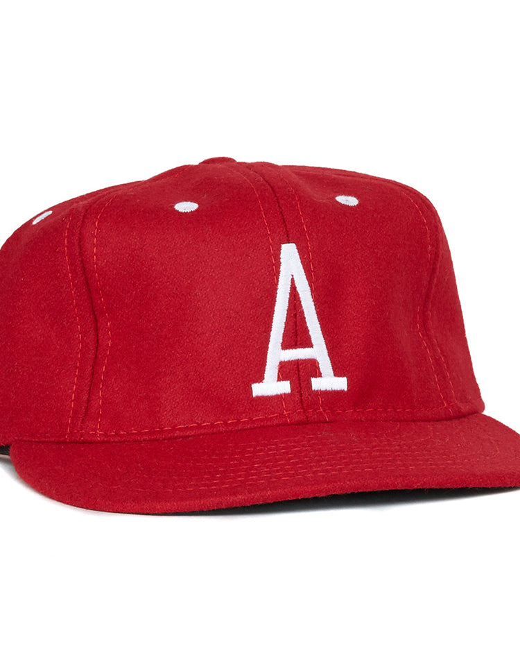 The EFF University of Arkansas 1968 Vintage Ballcap is a red flat-brim cap with a white embroidered A—an iconic choice for Razorbacks fans.